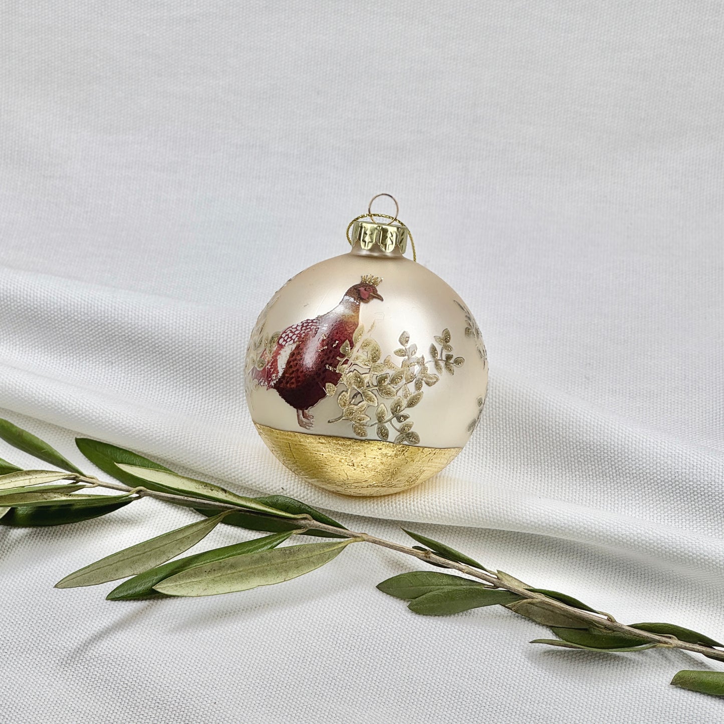 Glass Ball Ornament With A Partridge