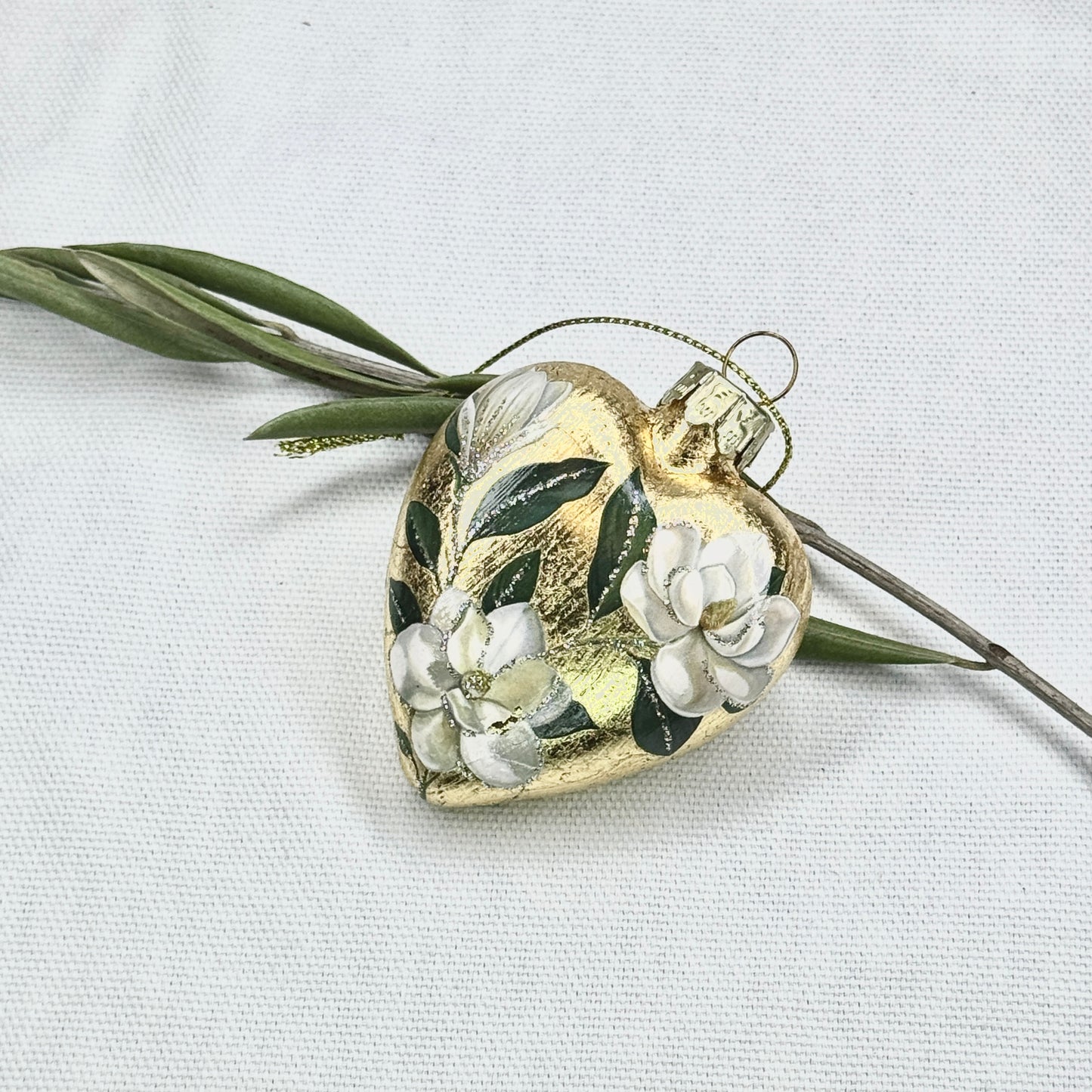 Golden Flower Heart Ornament