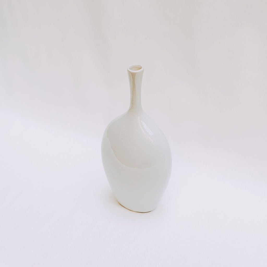 White Glazed Ceramic Vase
