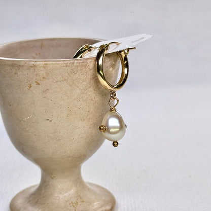 Celestial Pearl Gold Hoops