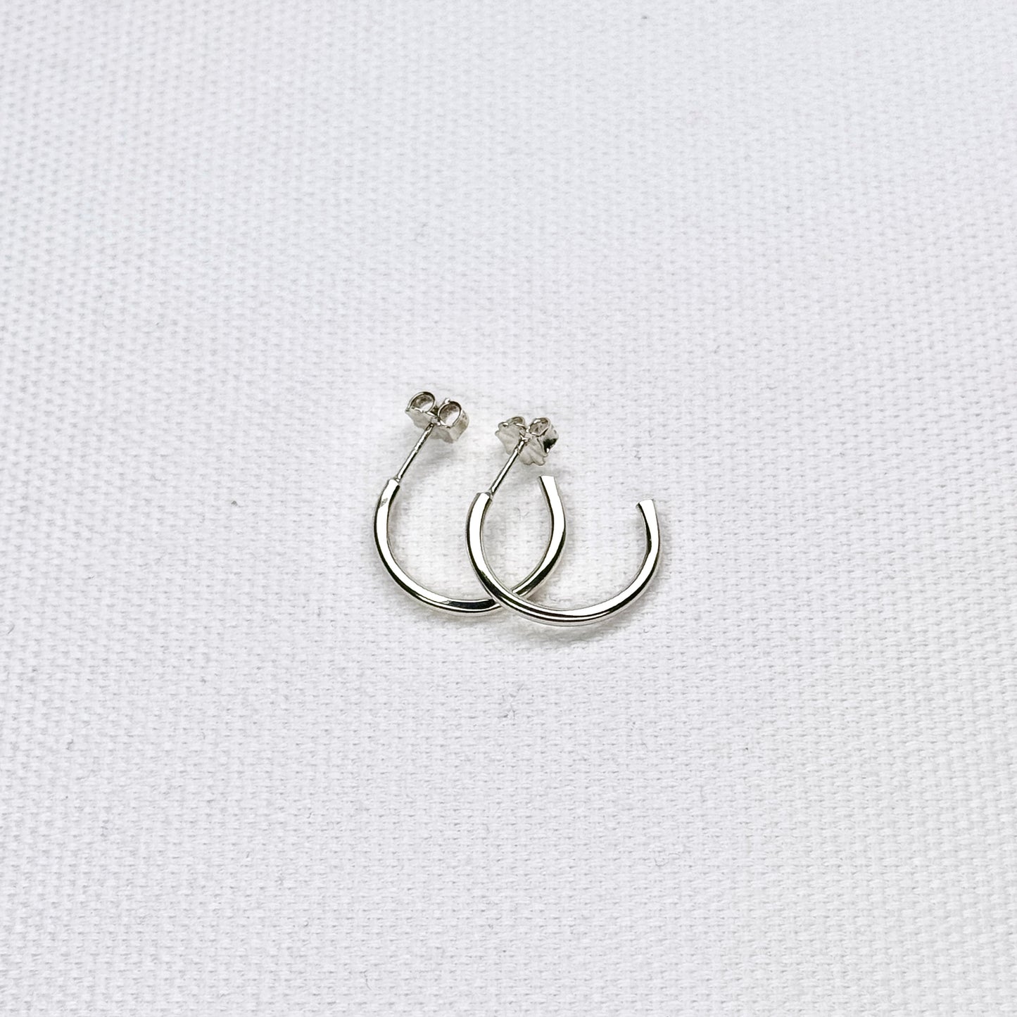 Small Textured Silver Hoops