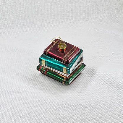 Book Stack Glass Ornament