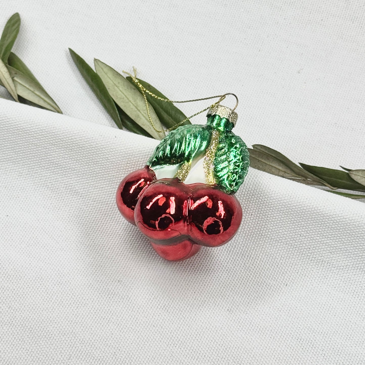Glass Cherry Ornament