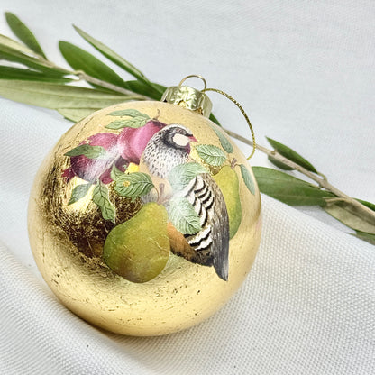 Golden Glass Ball Ornament With A Bird #2