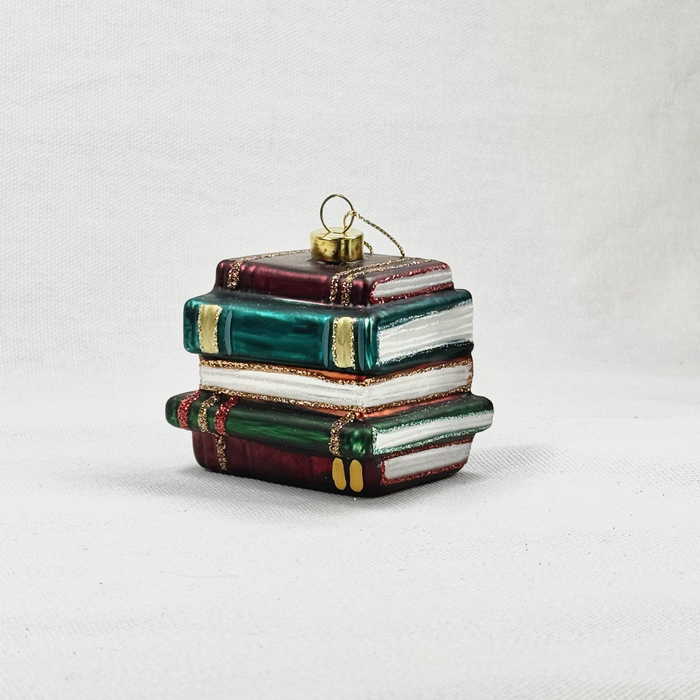 Book Stack Glass Ornament