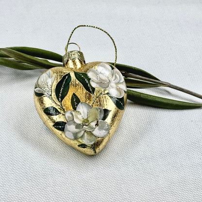 Golden Flower Heart Ornament