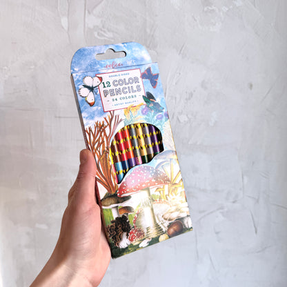 Mushroom 12 Double Sided Color Pencils