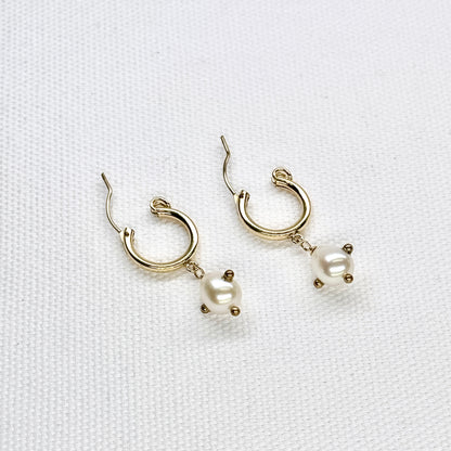 Celestial Pearl Gold Hoops