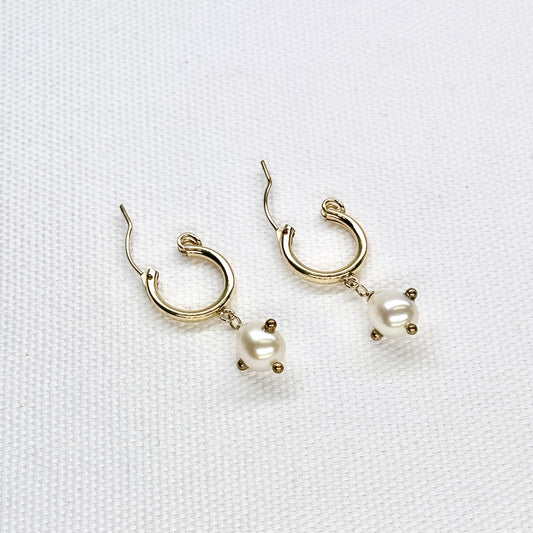 Celestial Pearl Gold Hoops