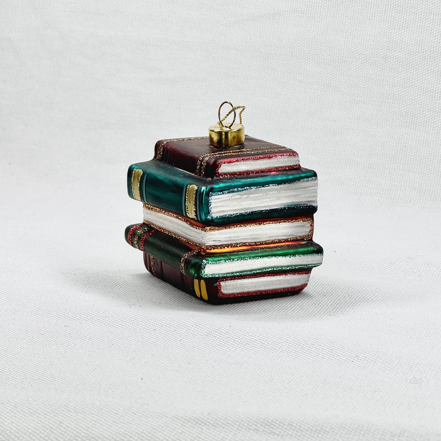 Book Stack Glass Ornament