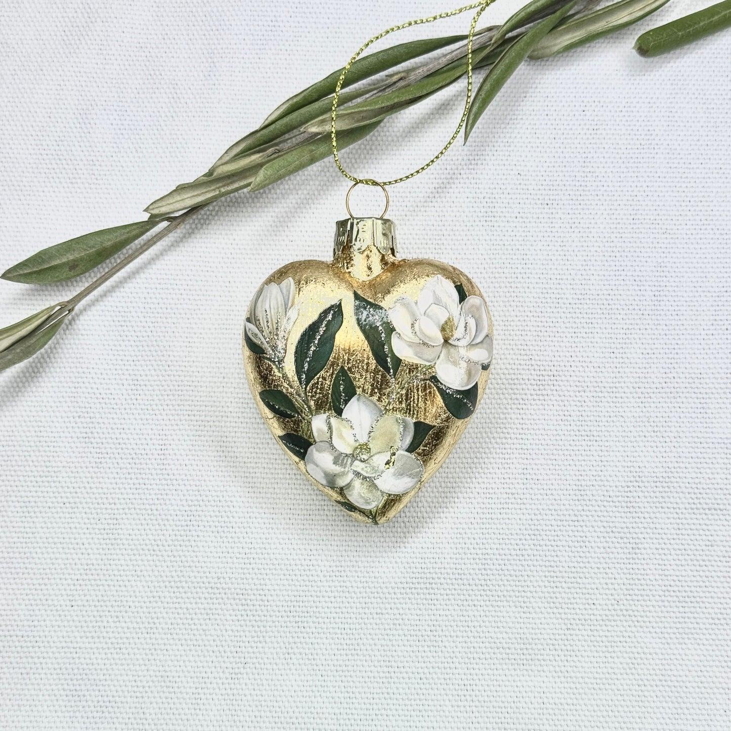 Golden Flower Heart Ornament