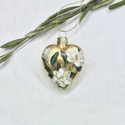 Golden Flower Heart Ornament