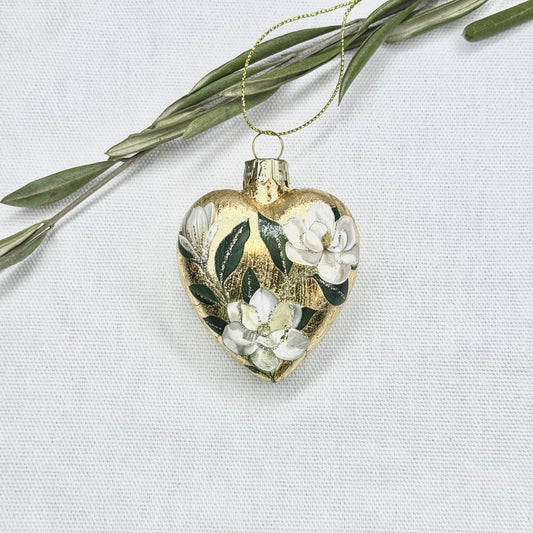 Golden Flower Heart Ornament