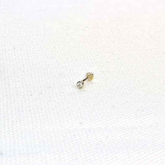 14K Bezel Flat Back Stud Earring