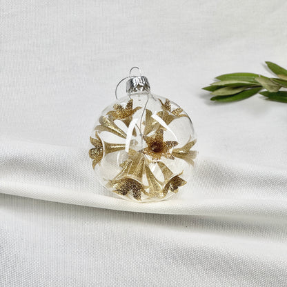Round Glass Ornament With Gold Stars