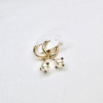 Celestial Pearl Gold Hoops