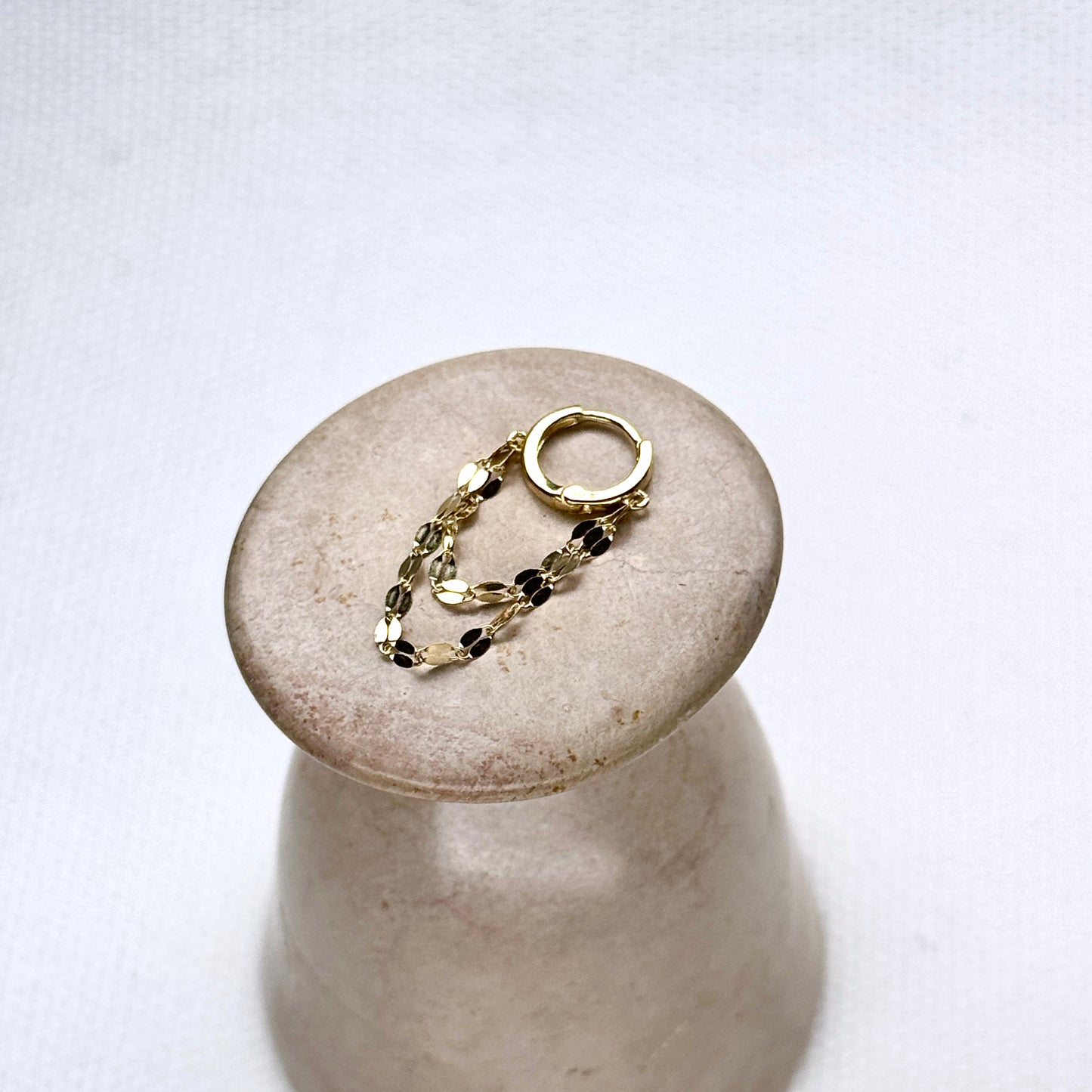 10K Double Chain Huggie Single Piece