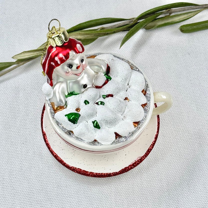 Hot Chocolate Cup with Snowman Ornament