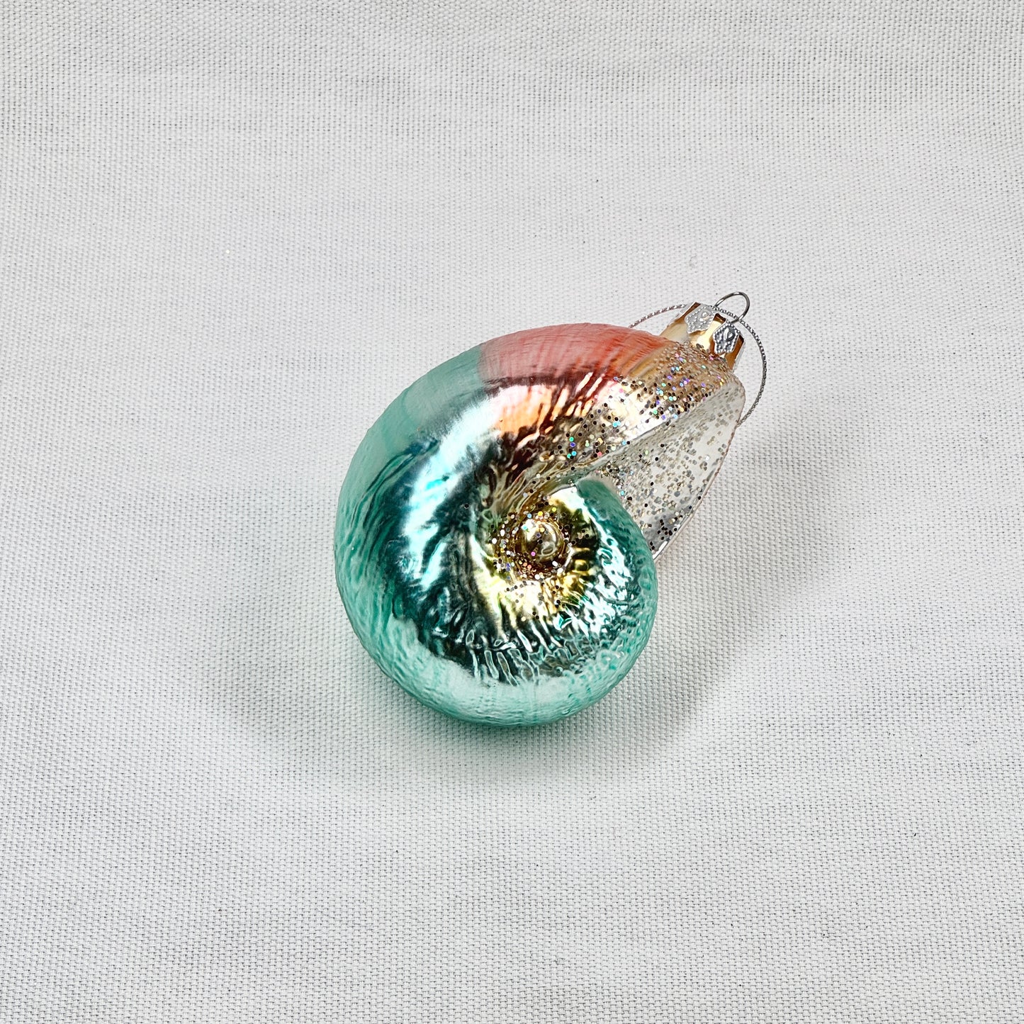 Blue Nautilus Shell Glass Ornament