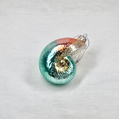 Blue Nautilus Shell Glass Ornament
