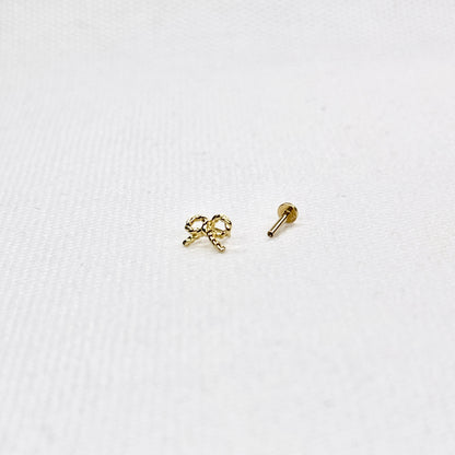 14K Rope Ribbon Bow Single Piece