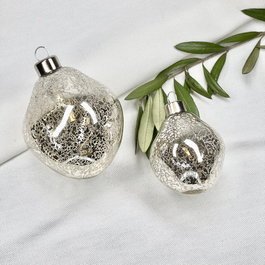 Shimmering Silver Toned Glass Ornament
