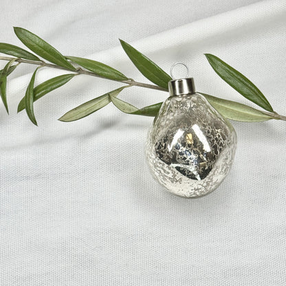 Shimmering Silver Toned Glass Ornament