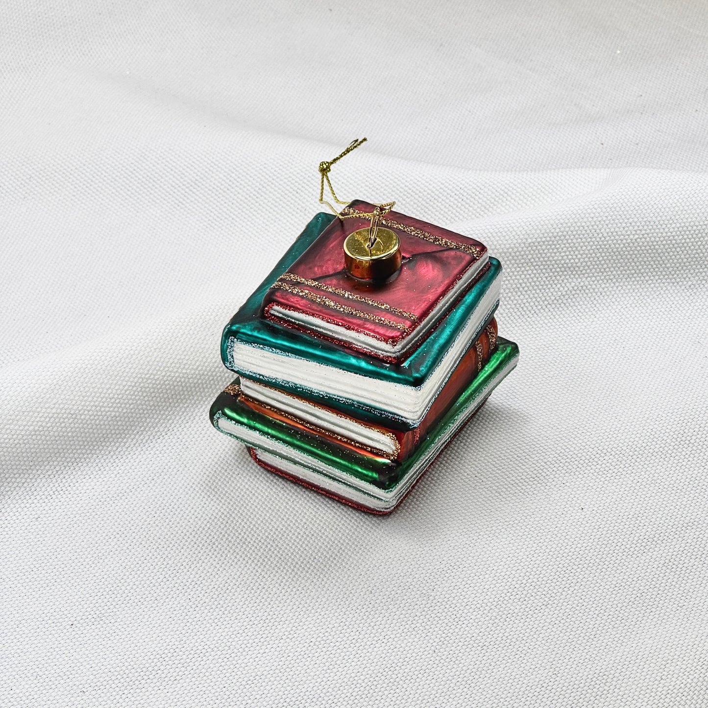 Book Stack Glass Ornament