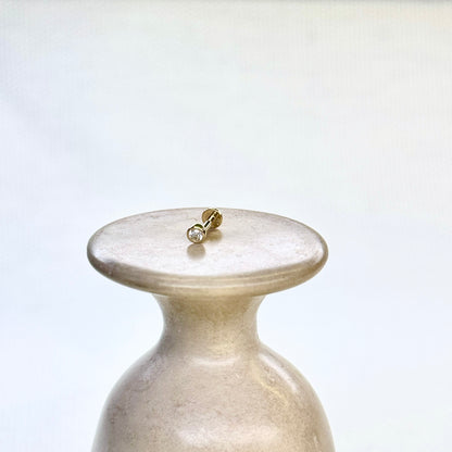 14K Bezel Flat Back Stud Earring