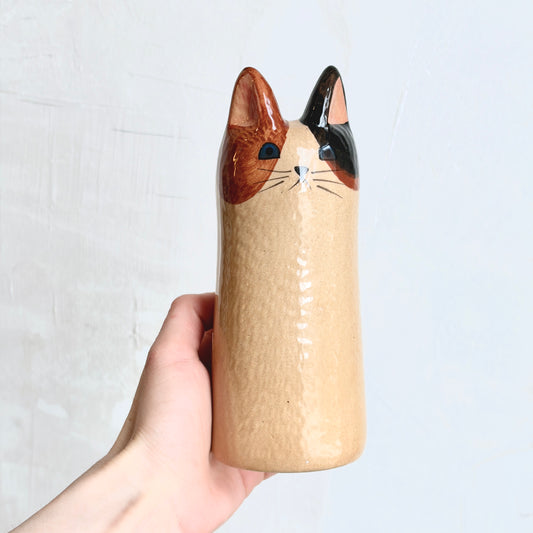 Cleo cat vase - brown