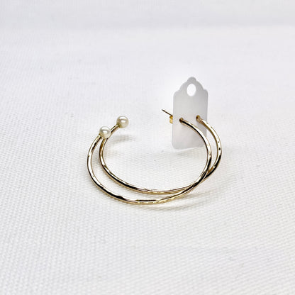 Dreamer Large Gold and Pearl Hoops