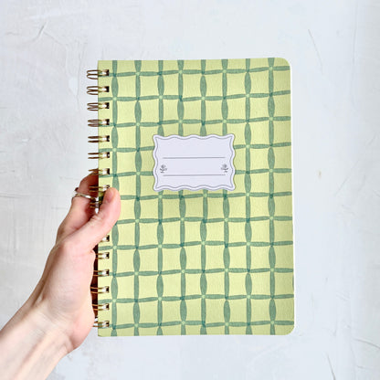 Wire Notebook - Small Green Lattice