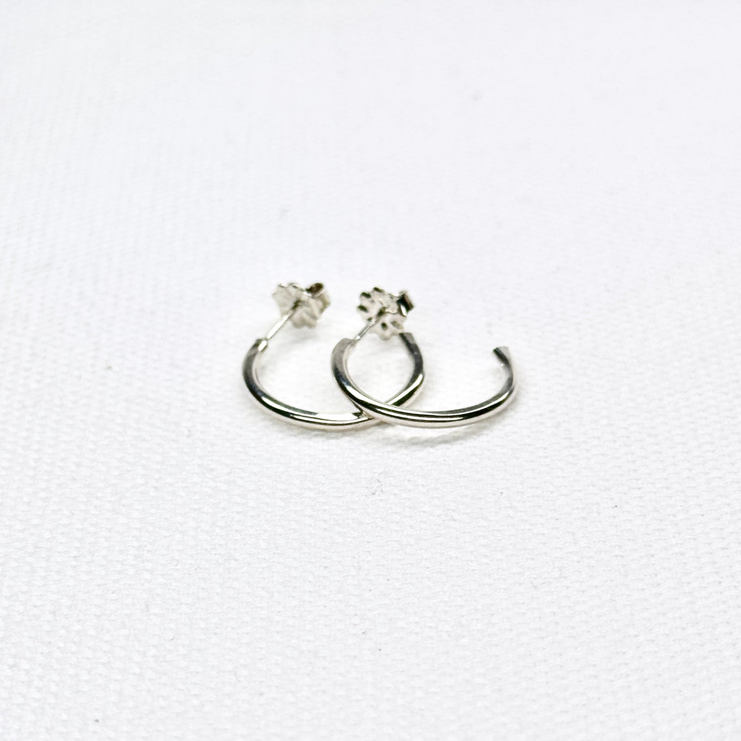 Small Textured Silver Hoops