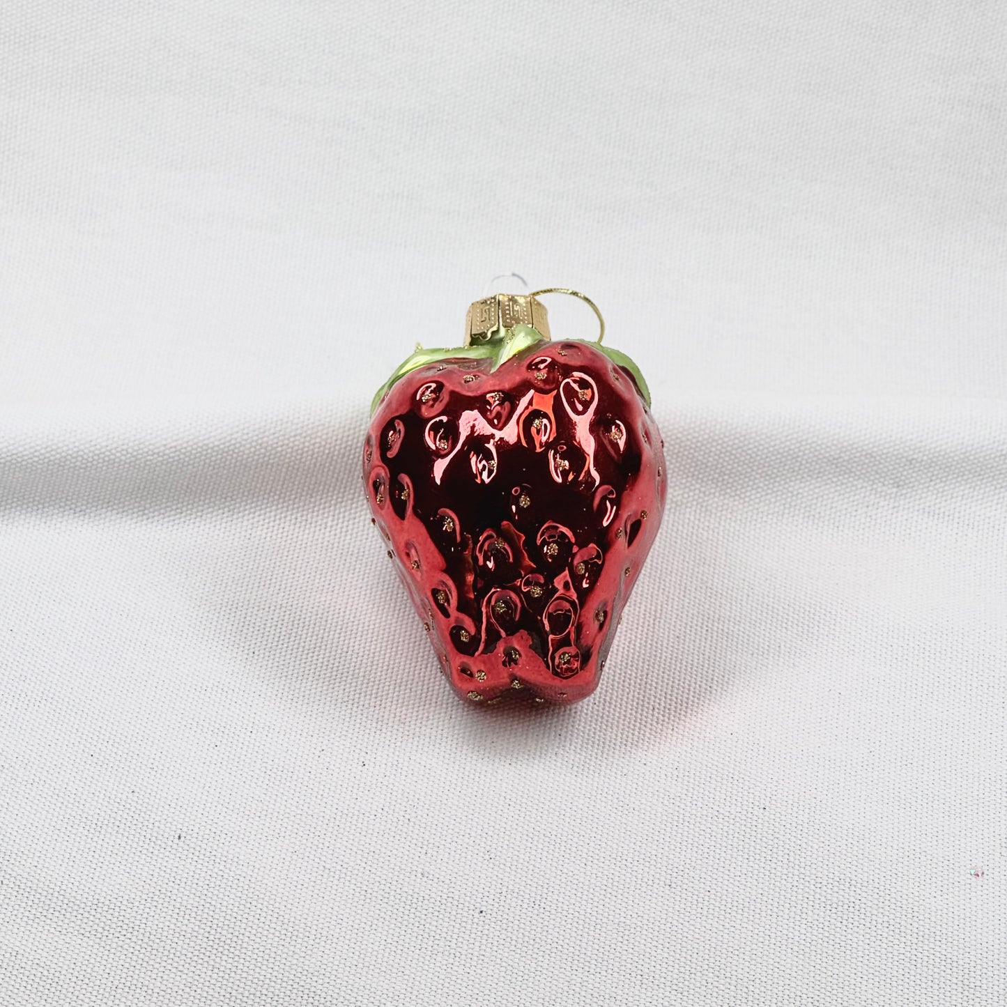 Glossy Glass Strawberry Ornament