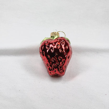 Glossy Glass Strawberry Ornament