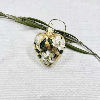 Golden Flower Heart Ornament