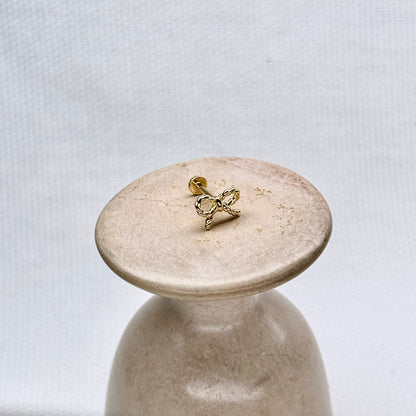 14K Rope Ribbon Bow Single Piece