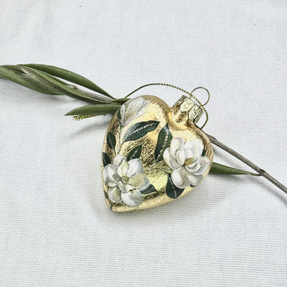 Golden Flower Heart Ornament