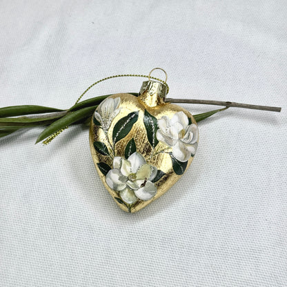 Golden Flower Heart Ornament