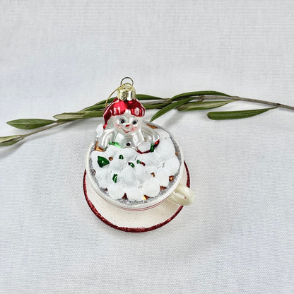 Hot Chocolate Cup with Snowman Ornament