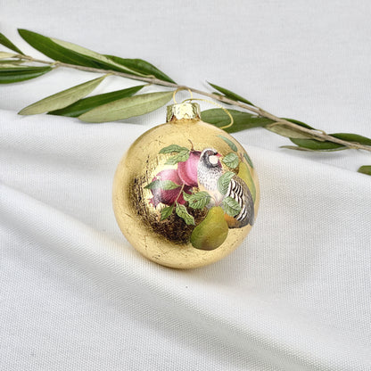 Golden Glass Ball Ornament With A Bird #2