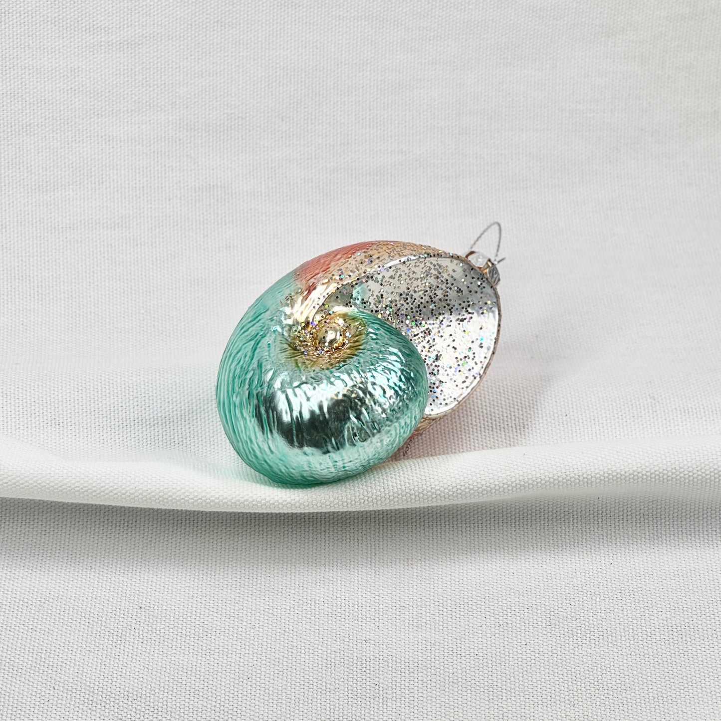 Blue Nautilus Shell Glass Ornament