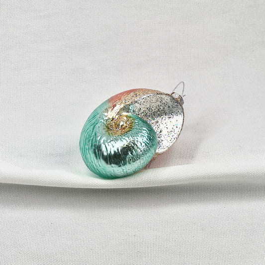 Blue Nautilus Shell Glass Ornament
