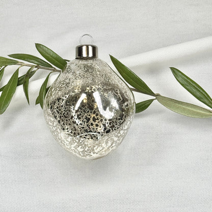 Shimmering Silver Toned Glass Ornament