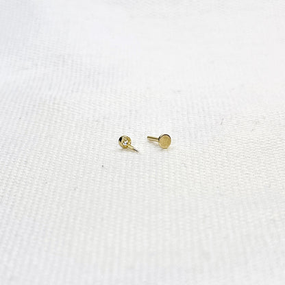 14K Bezel Flat Back Stud Earring