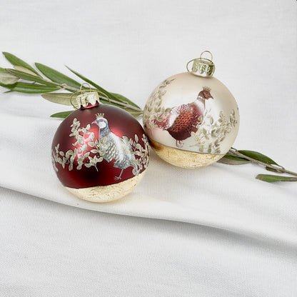 Glass Ball Ornament With A Partridge
