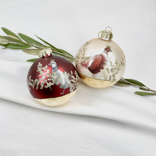 Glass Ball Ornament With A Partridge