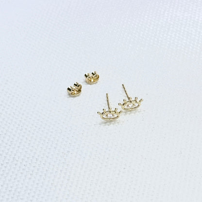 10K Gold Evil Eye Stud Earrings