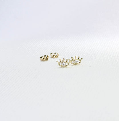 10K Gold Evil Eye Stud Earrings