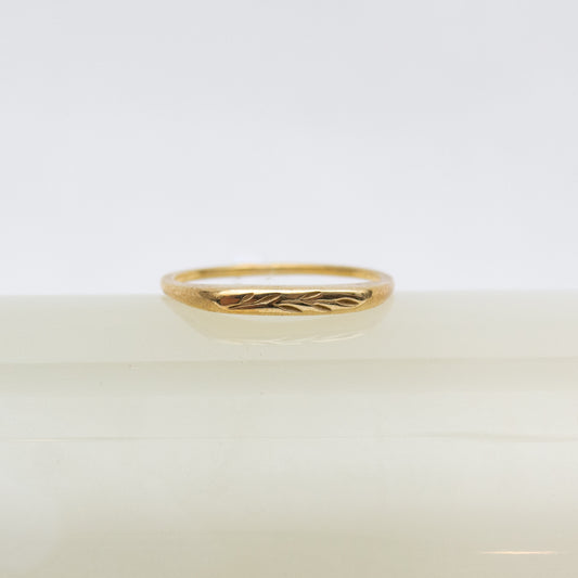 Petite Olive Signet Brass Ring